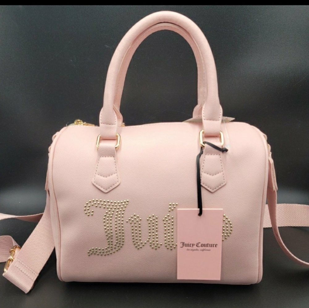 Juicy Couture Pink Satchel Purse Diamond Obsession Bedazzled Y2K Logo Bag